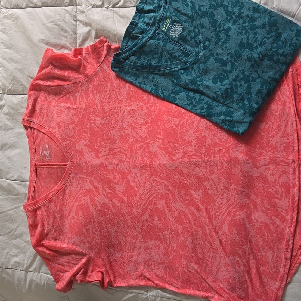 Coral and Teal Short Sleeve Tees